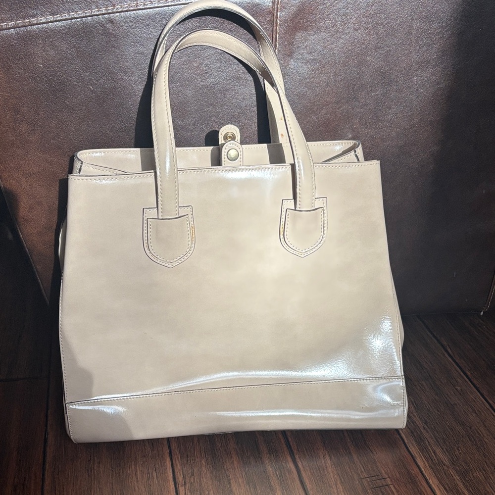 Chic Beige Leather Tote Bag